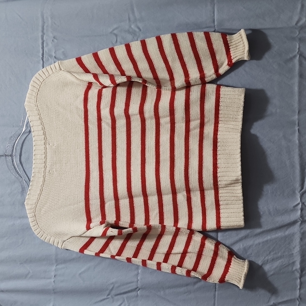 Loft Red Striped Sweater with Cute Arrow Heart Size XXS Petite - Picture 4 of 4